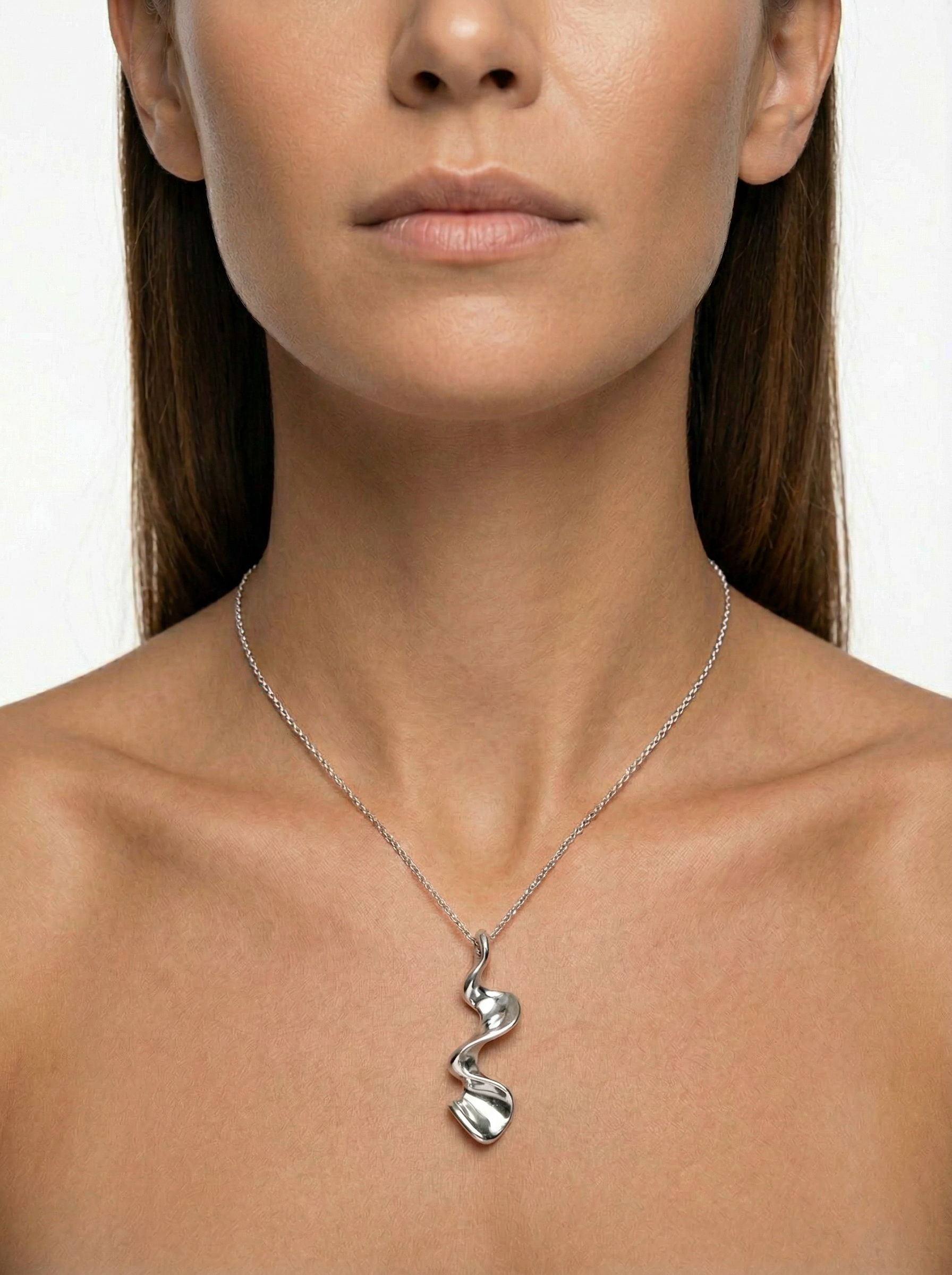 collana rolo' dorata con onda pendente in argento 925 