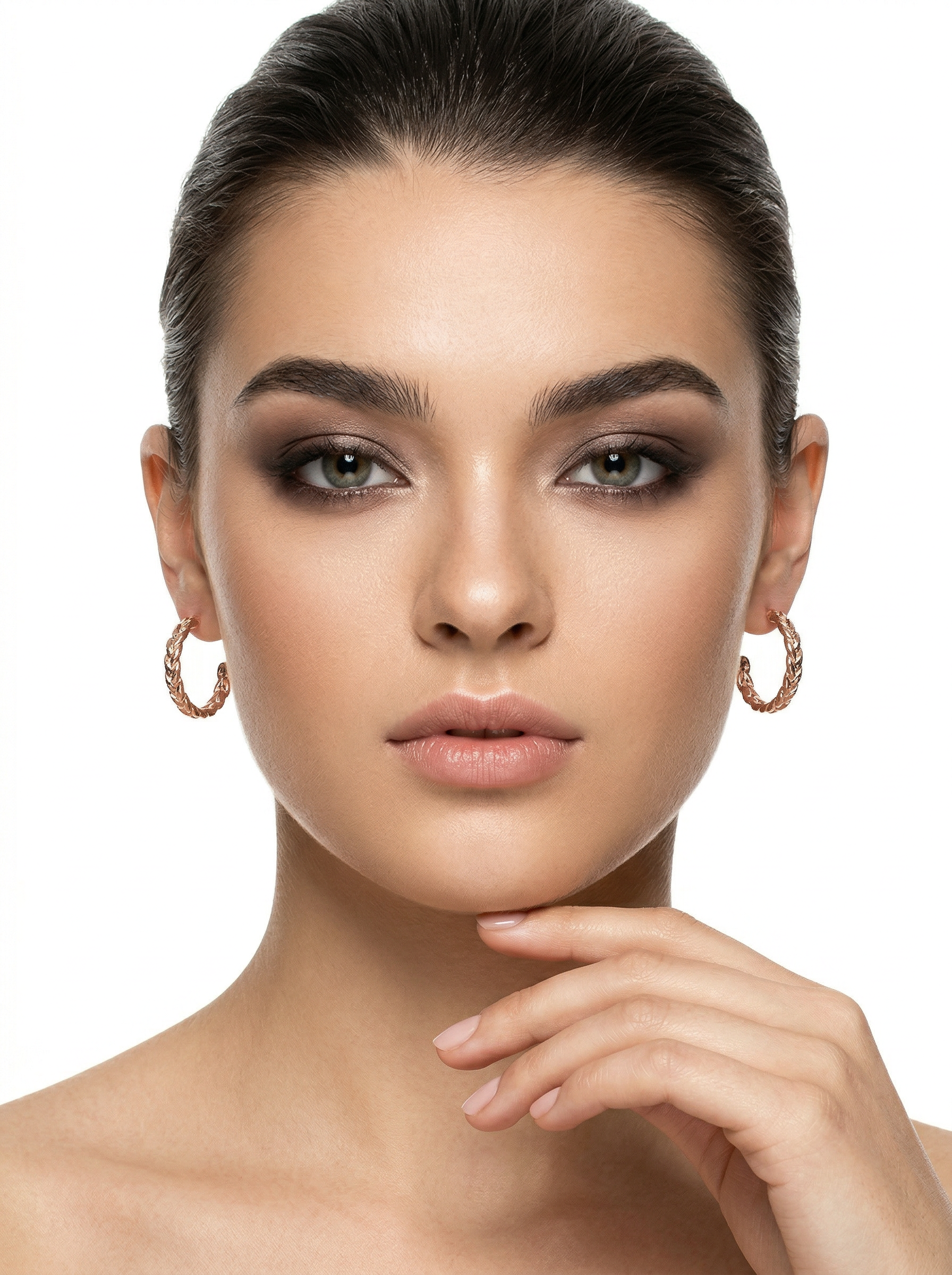 orecchini rosati a cerchio con catena in argento 925 