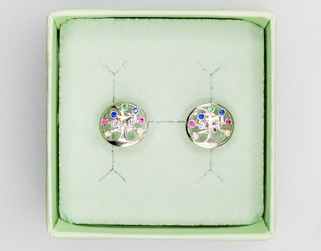 orecchini albero della vita coppie in argento rodiato 925 e zirconi