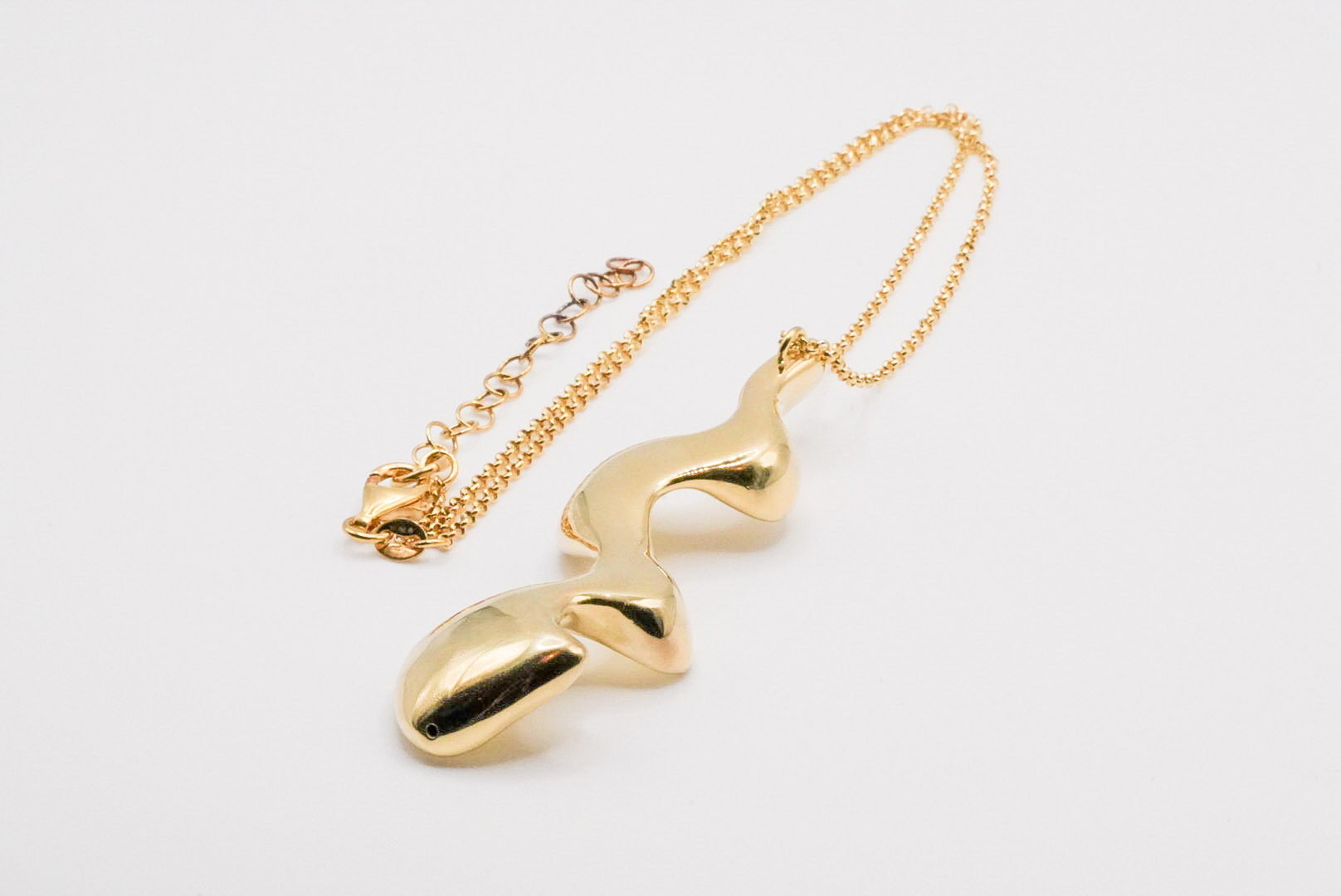 collana rolo' dorata con onda pendente in argento 925 