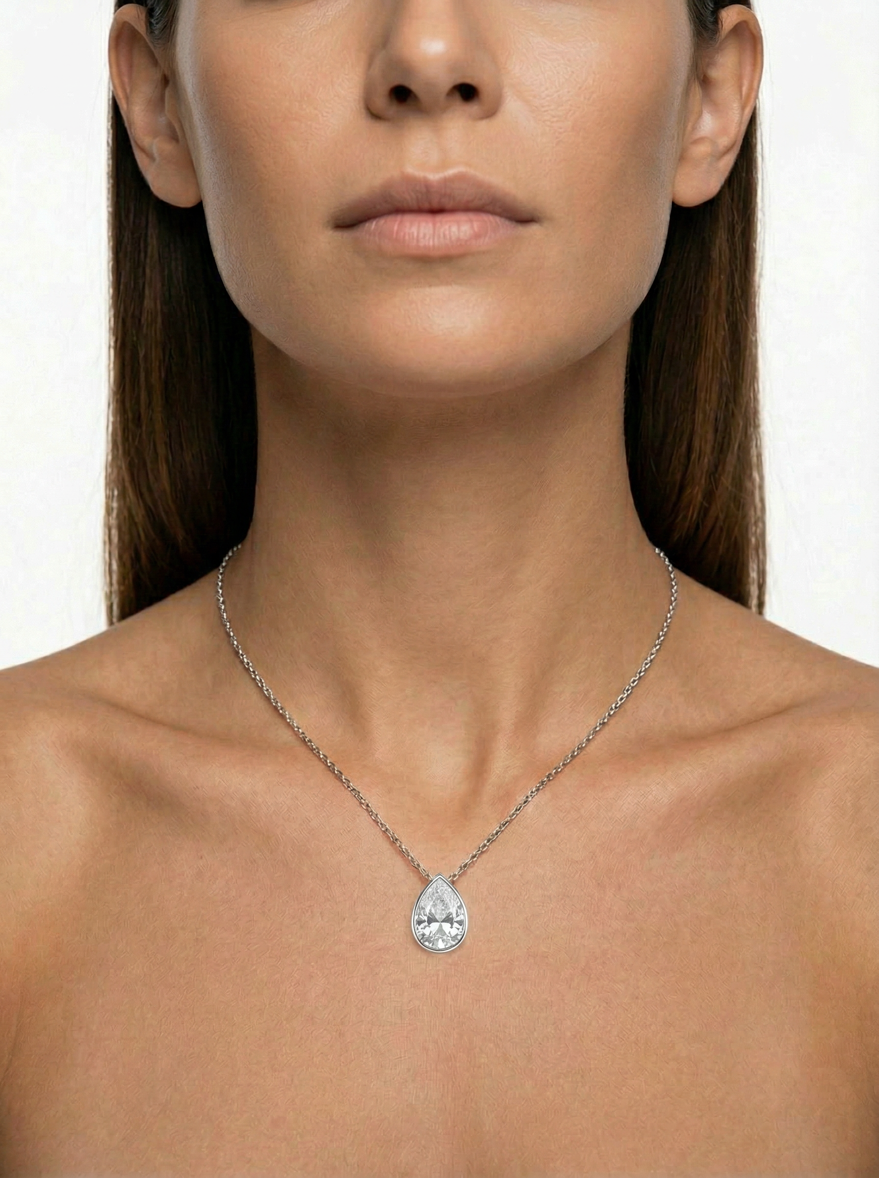 collana forzatina con goccia in argento 925 con zircone