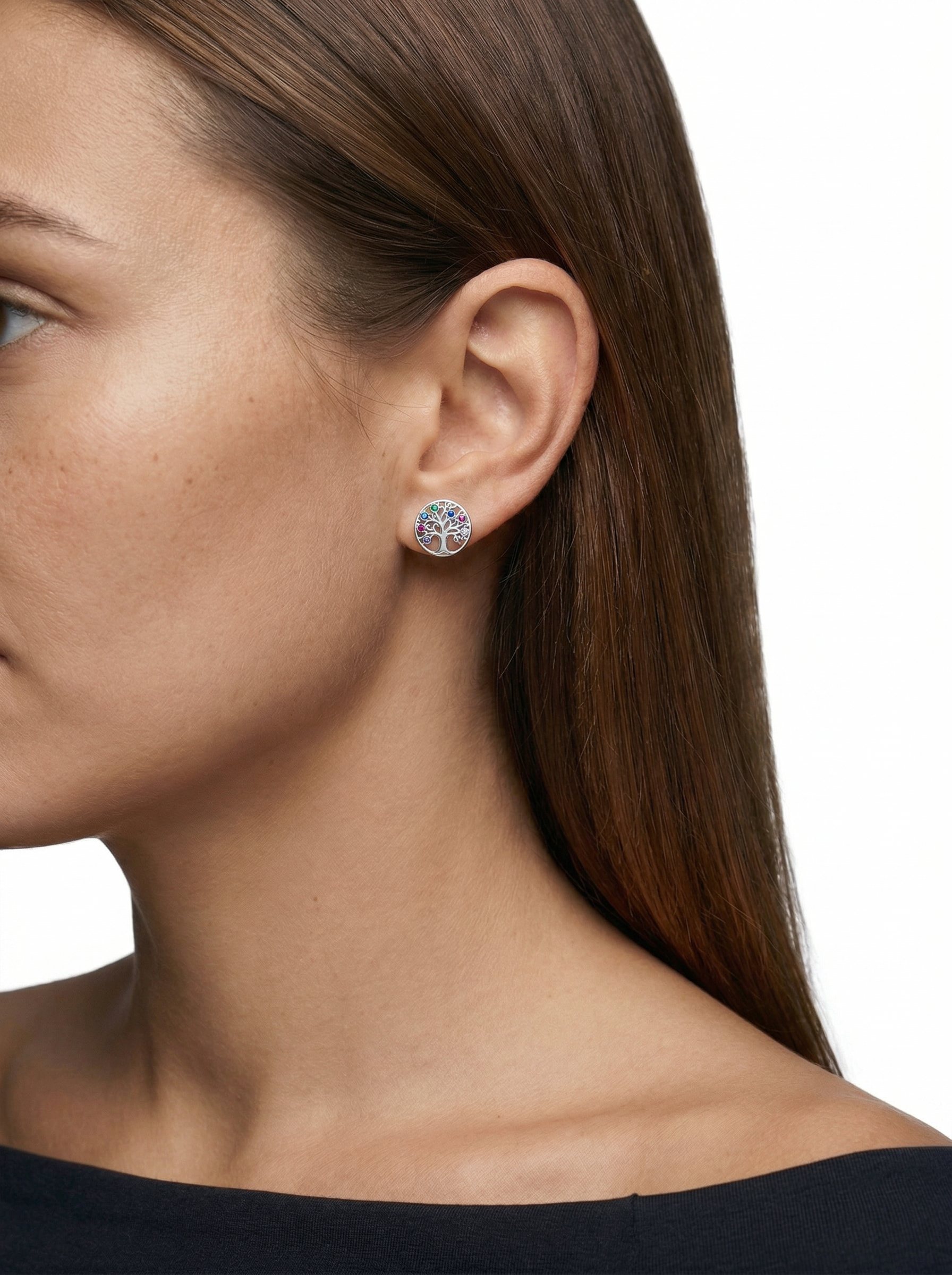 orecchini albero della vita coppie in argento rodiato 925 e zirconi