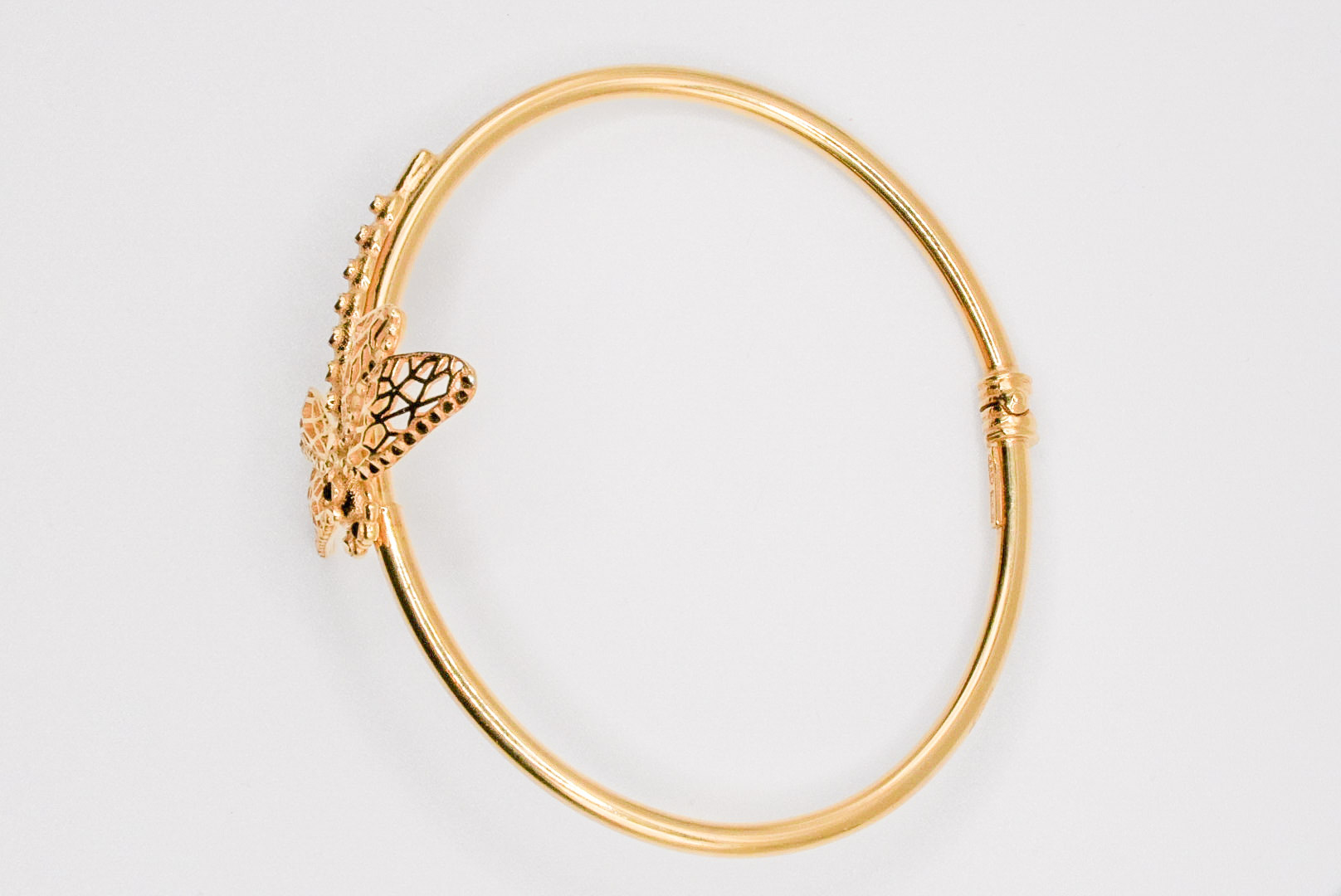 bracciale rigido con libellula mm 40x37 in argento 925 dorato