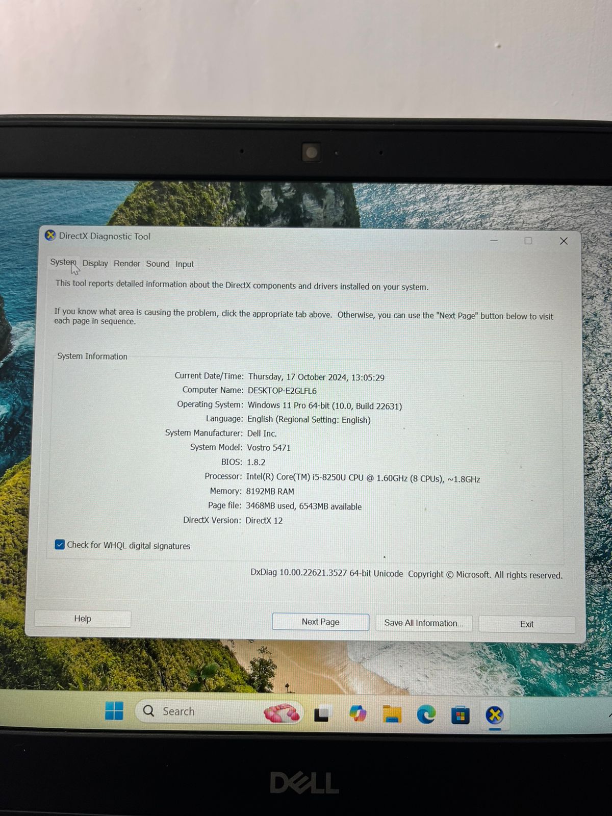 Dell Vostro 5471 core i5 gen 8 Ram 8gb SSD 256Gb vga amd radeon 530 2gb