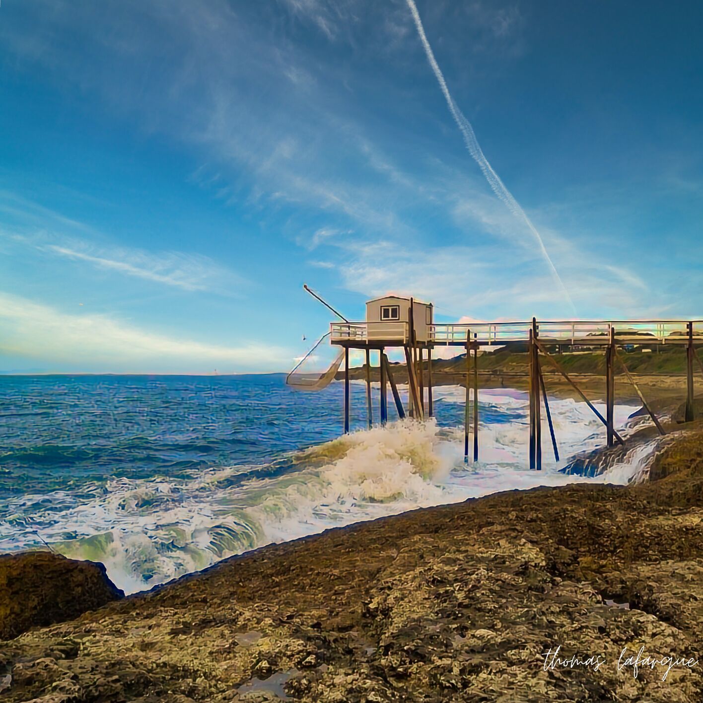 Cabane de pêche en bord de mer