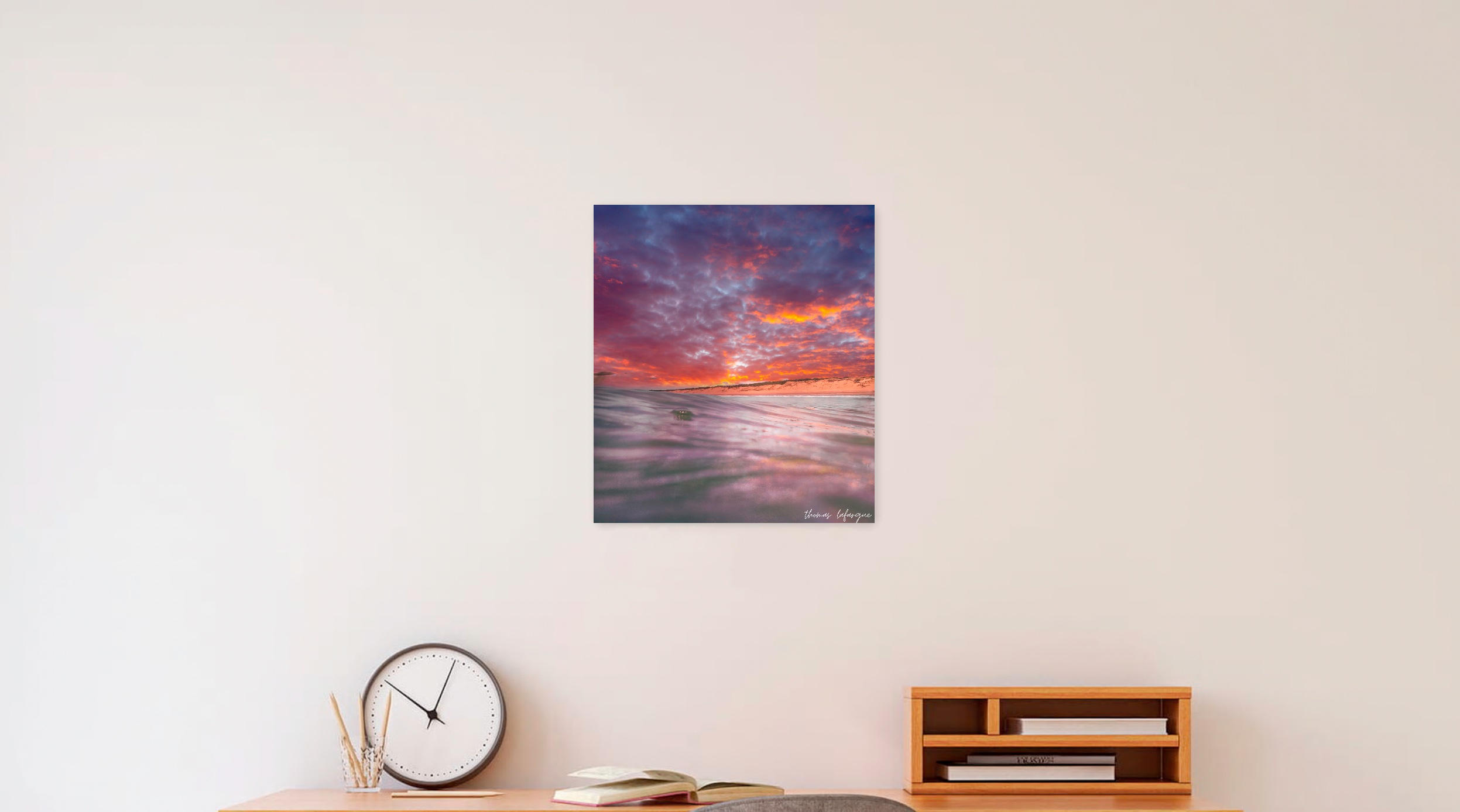 Photographie de coucher de soleil sur la plage