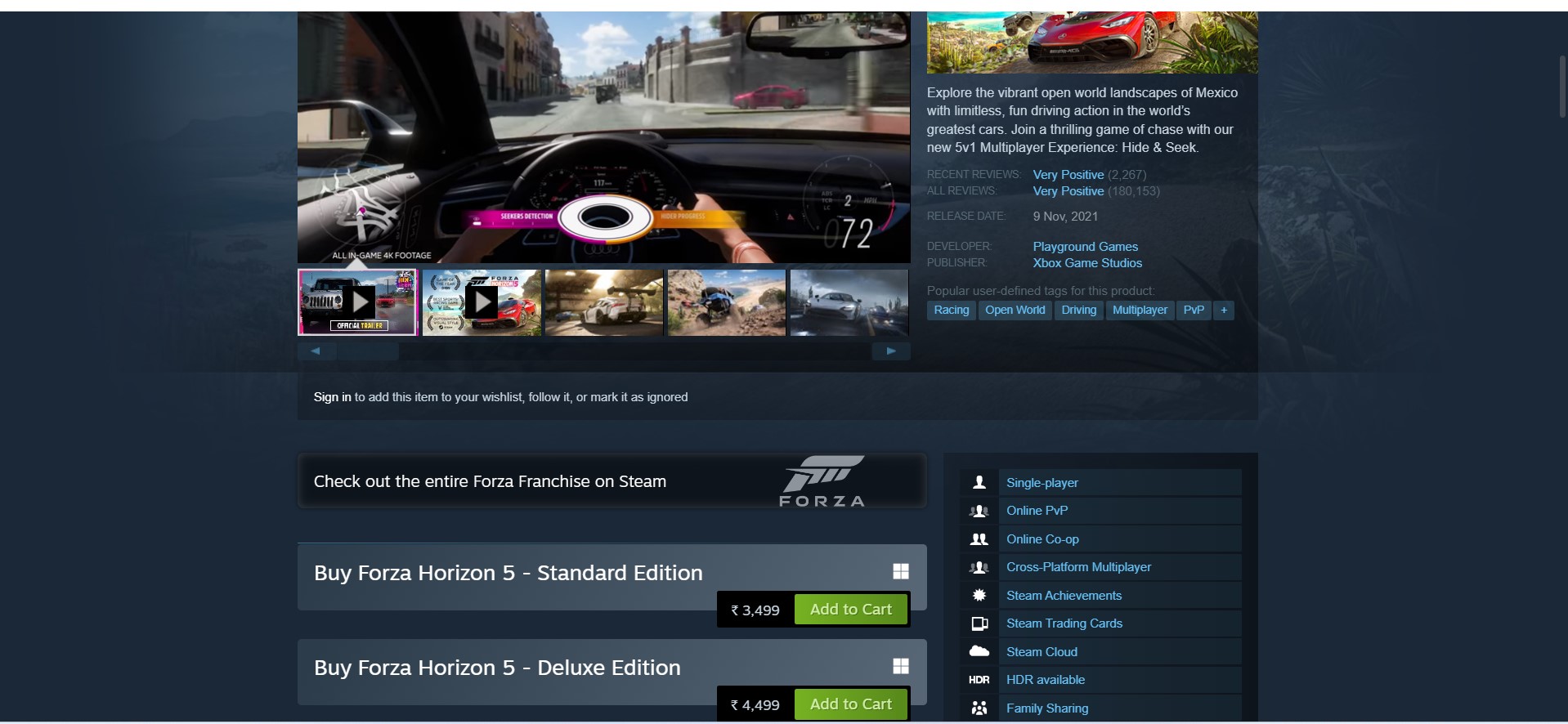 Forza Horizon 5 Steam Online Multiplayer Lifetime 