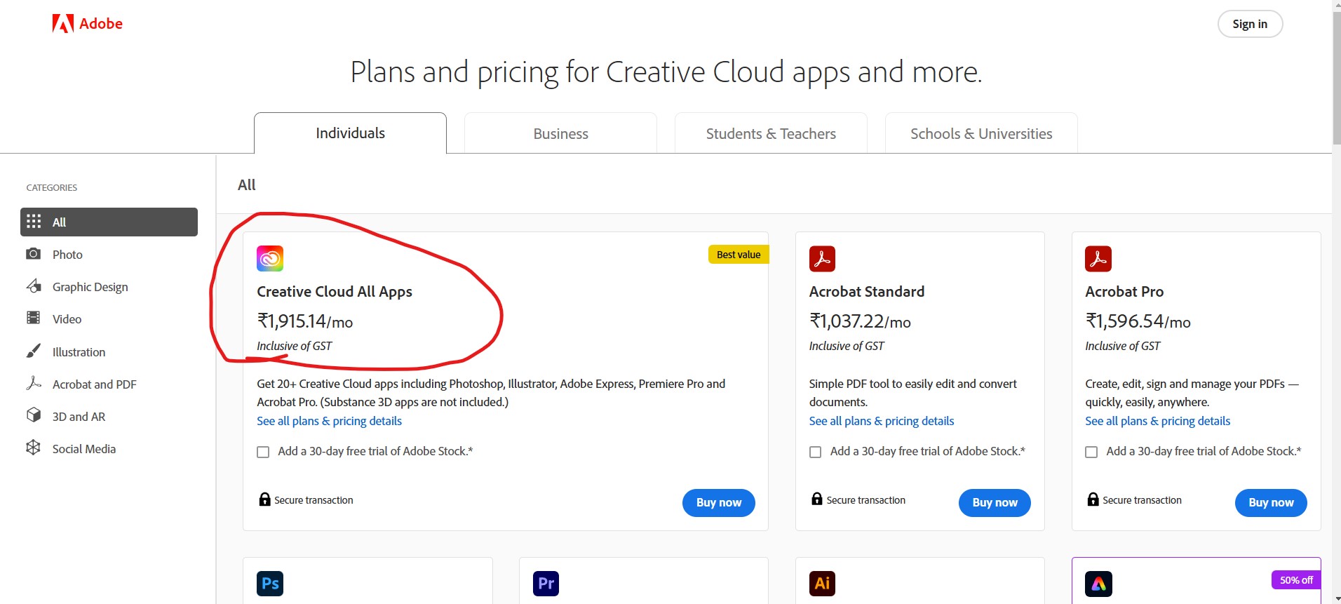 Adobe Creative Cloud 1 Month Subscription