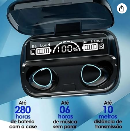 Fone De Ouvido Bluetooth M10 TWS Com Tela De LED Sem Fio
