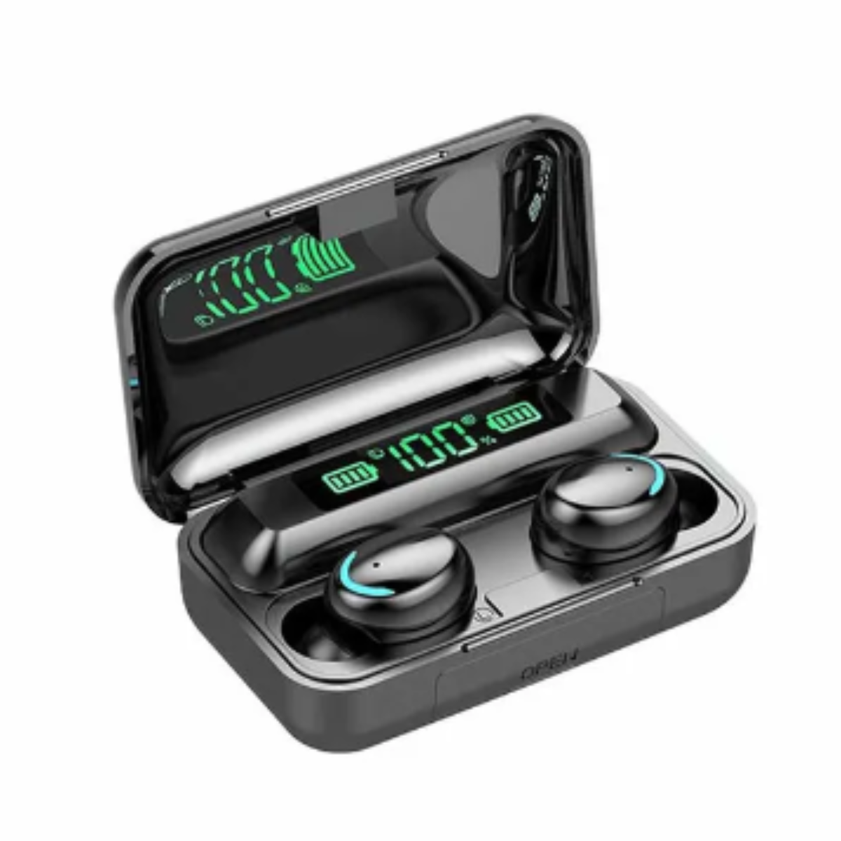 Fones de ouvido sem fio TWS F9, fones de ouvido 5.0 compatíveis com Bluetooth, estéreo 9D hi-fi, display LED, fone de ouvido impermeável