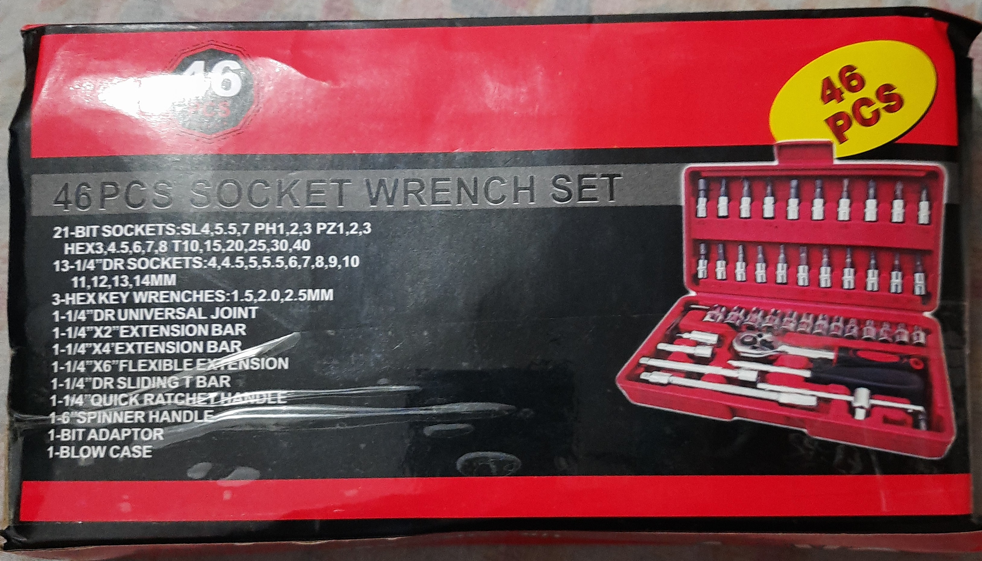 Kit Chaves Jogo Catraca Reversível Soquetes 46 Peças Maleta