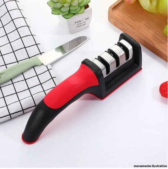 Afiador Amolador de Facas Triplo com Cabo