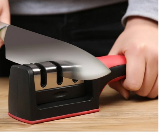 Afiador Amolador de Facas Triplo com Cabo