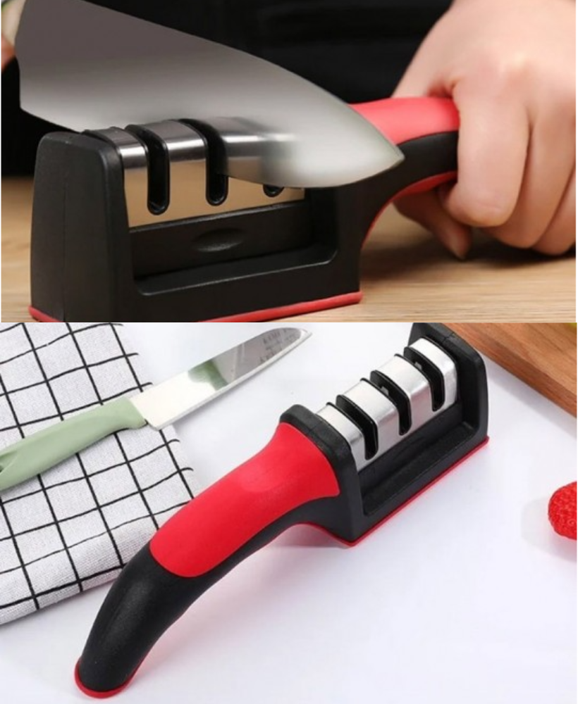 Afiador Amolador de Facas Triplo com Cabo