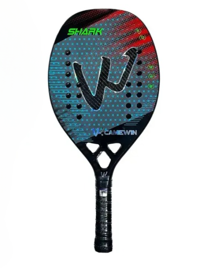 Raquete Tênis de Praia Fibra de Carbono 3K Para Homens e Mulheres Camewin Shark Azul