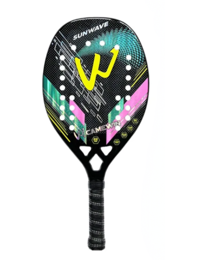 Raquete Tênis de Praia Fibra de Carbono 3K Para Homens e Mulheres Camewin Sunwave Pink