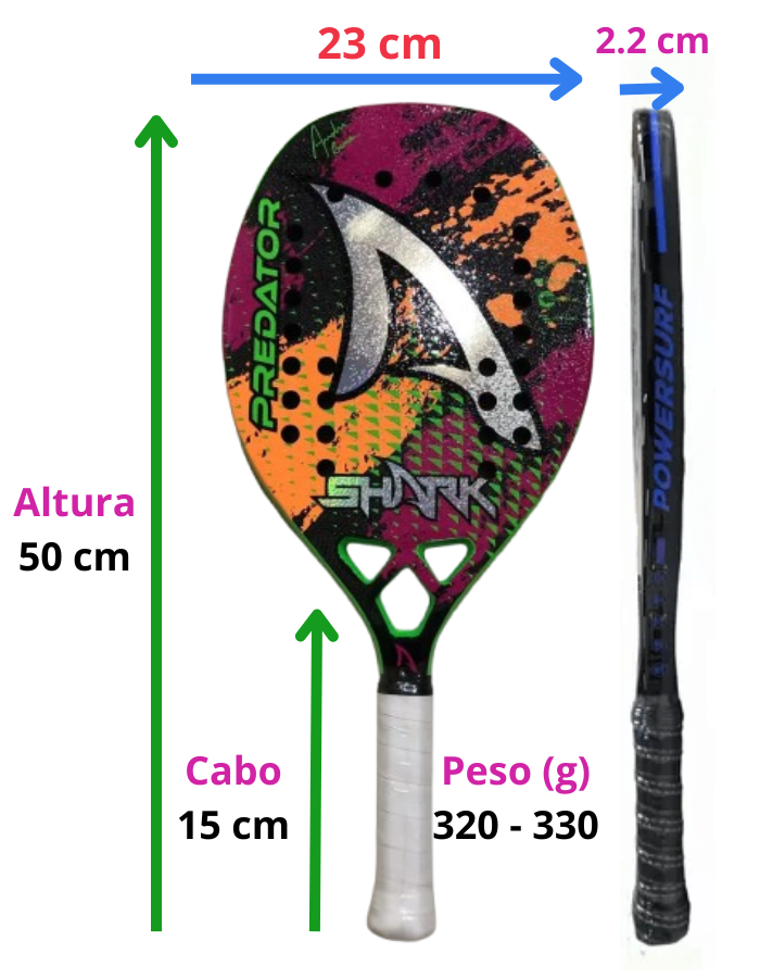 Shark Predator 2022 Raquete Beach Tennis Andre Baran Collection Cor Laranja