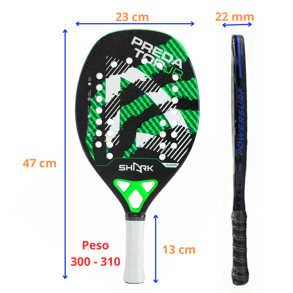 Raquete Beach Tennis Shark Predator 2024 Jr - Verde - INFANTIL