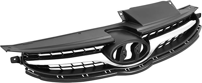 KUAFU Front Upper Grille Compatible with 2011-2013 Hyundai Elantra Sedan 86350-3X000 Bumper Radiator Hood Grill Assembly Chrome Black+Silvery
