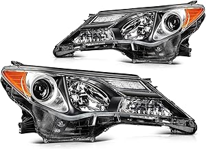 Headlight Assembly Fit with 2013-2015 for Toyota RAV4 Clear Lens Black Housing Pair 81170-OR042 81130-OR042