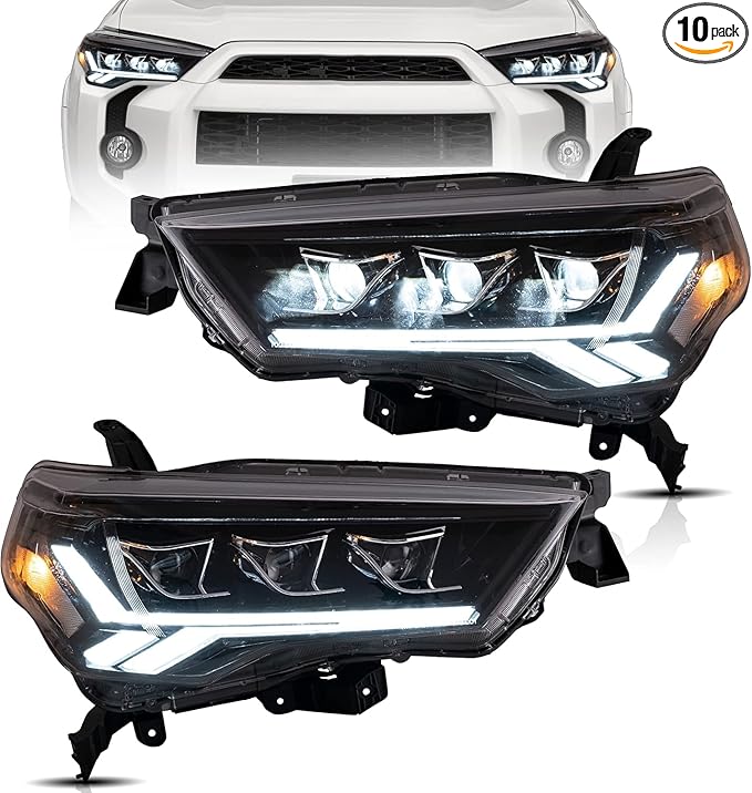 LED Headlights Fit for 2014-2021 Toyota 4Runner TRD, Limited, Off-Road, SR5, Sport, Nightshade, Front Light with Dynamic Animation DRL,W/Sequential Turn Signal, Clear Projector Headlamp