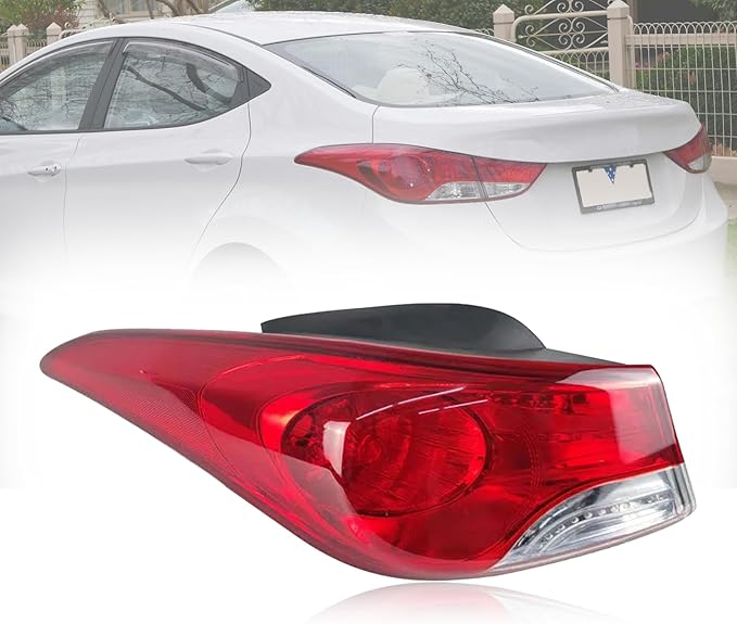 MACIMAI Rear Outside Tail Light for Hyundai Elantra 2012 2013 2014 2015 with Bulb