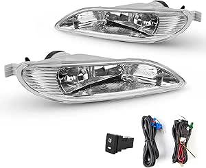 WEZEMLIGHT Fog Lights Compatible with 2002-2003 Toyota Solara 2005-2008 Toyota Corolla 2002-2004 Toyota Camry With 9006 12V 55W Halogen Bulbs Included Switch And Wiring Kit -1 Set