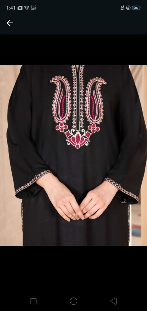 Pink embroidery black 2pc
