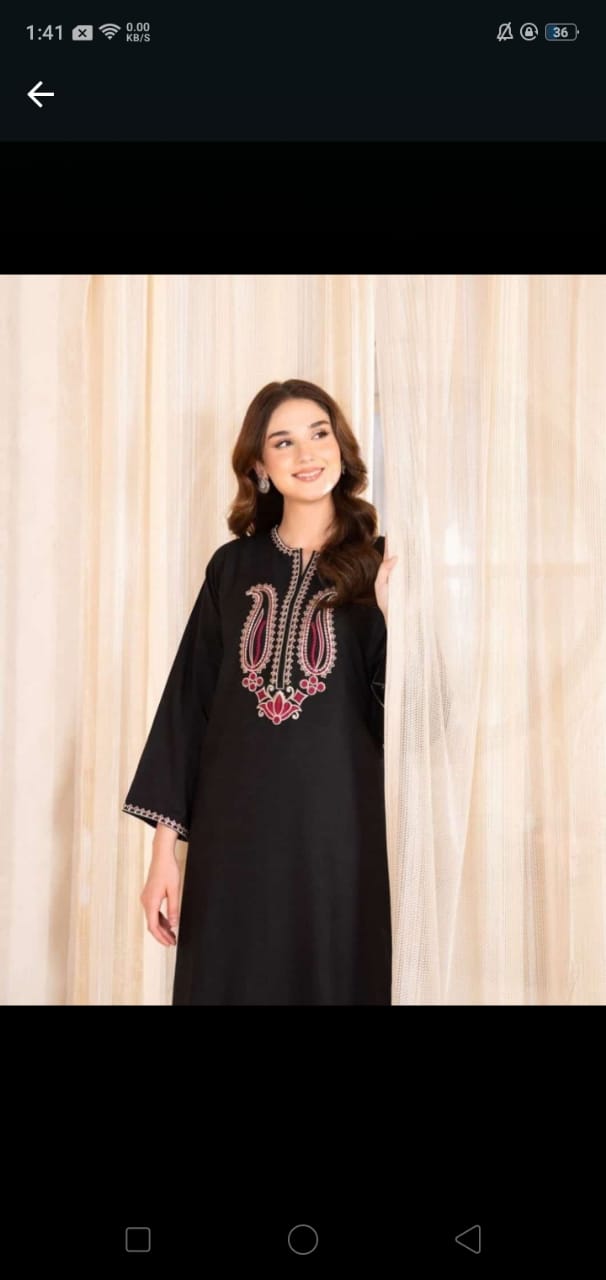 Pink embroidery black 2pc