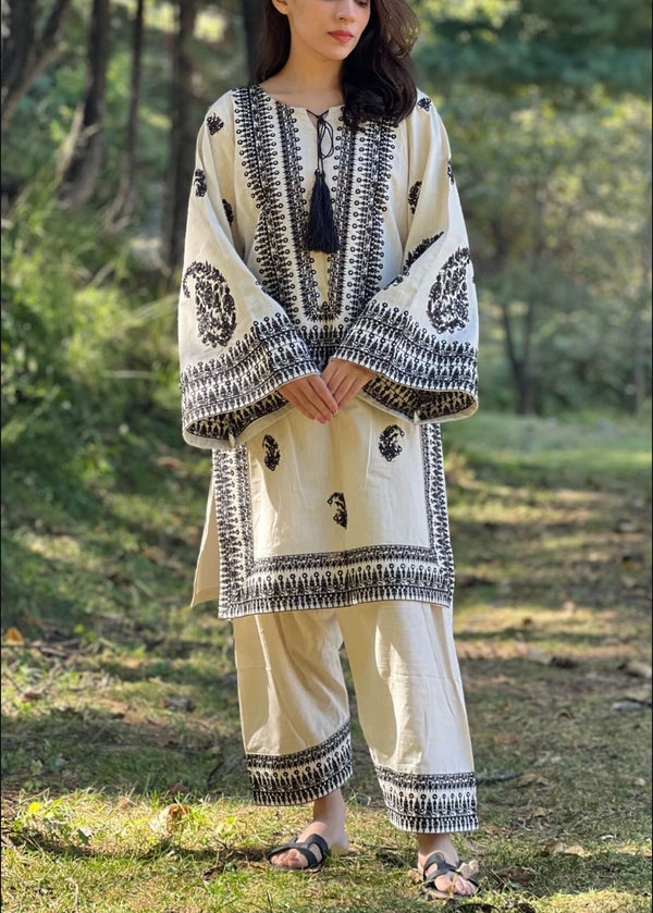 White bloom embroidery 2pc |Tyba Clothing 