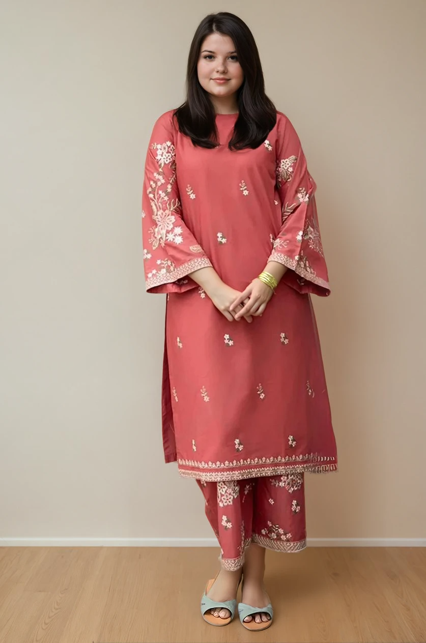  Blush Pink Embroidered 2-Piece – Eid Festive Collection 2025