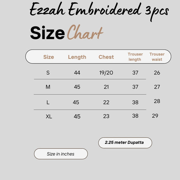 Ezzah 3pcs - Lawn Embroidered -