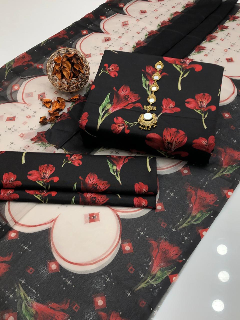 Swiss lawn unstiched 3pc - Tyba Clothing 