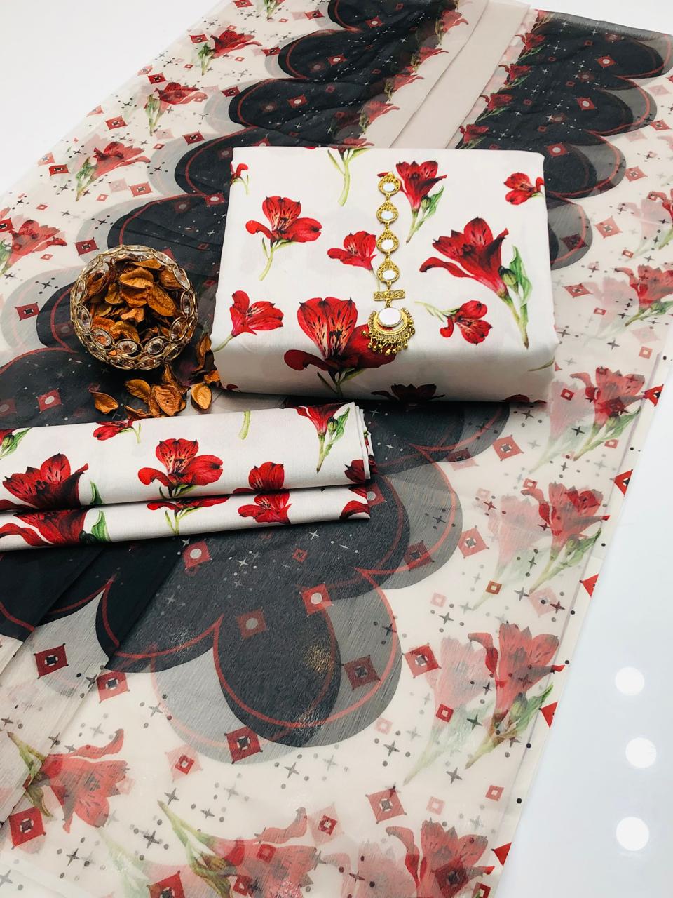 Swiss lawn unstiched 3pc - Tyba Clothing 