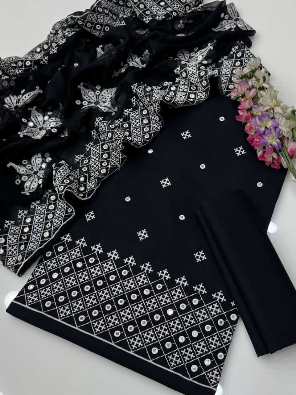 Sindhi sheesha embroidery unstiched 3pc 