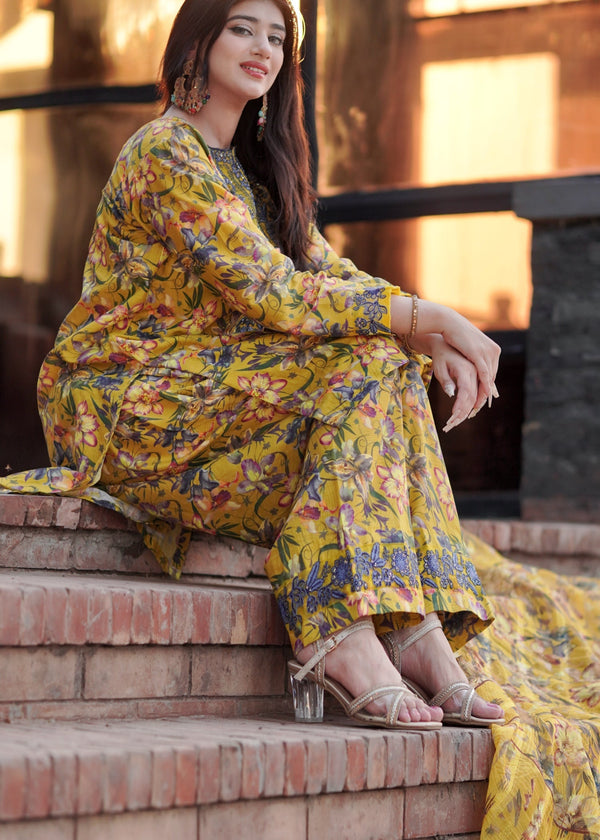 Yellow Bee - Farshi Shalwar - Stiched 3pc 