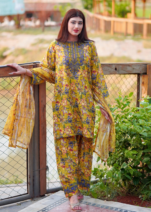 Yellow Bee - Farshi Shalwar - Stiched 3pc 