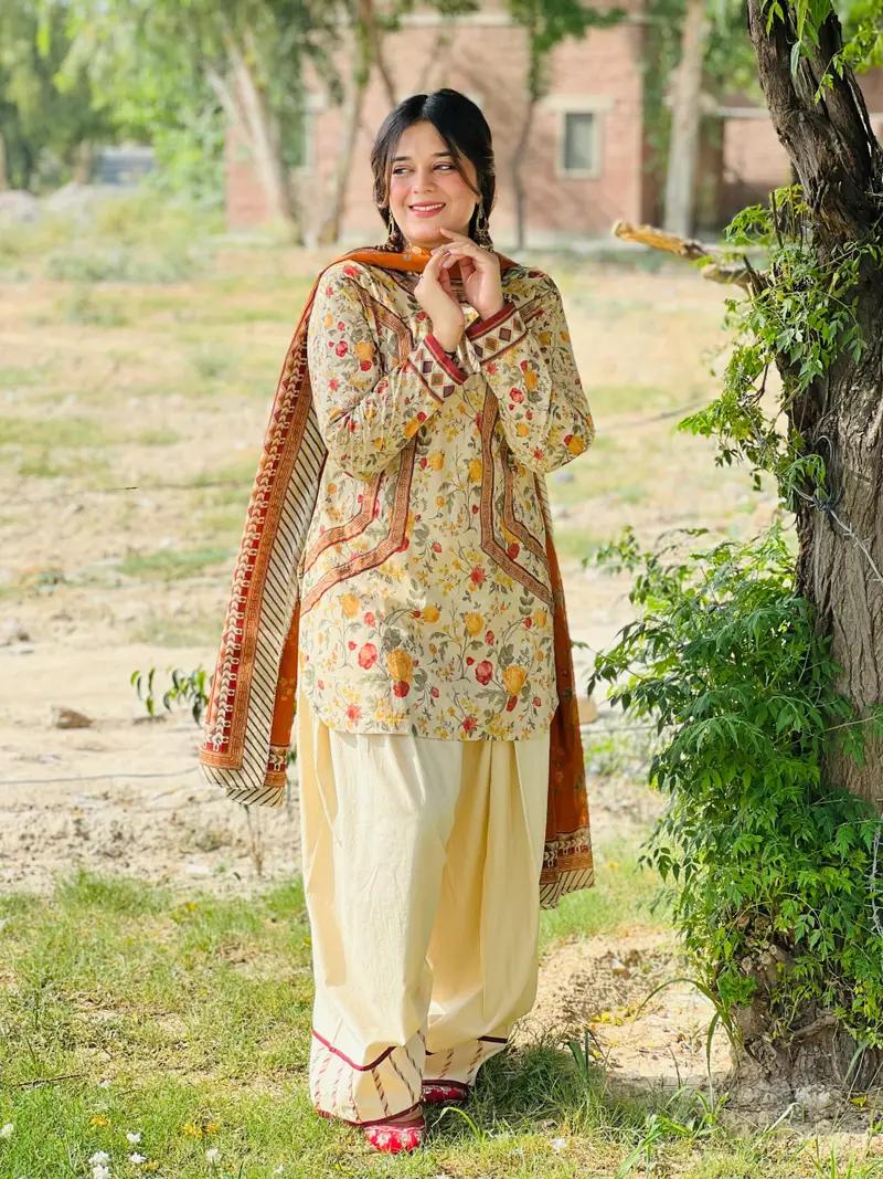 MEHAR LAWN 3PC ( FARSHI SHALWAR ) 