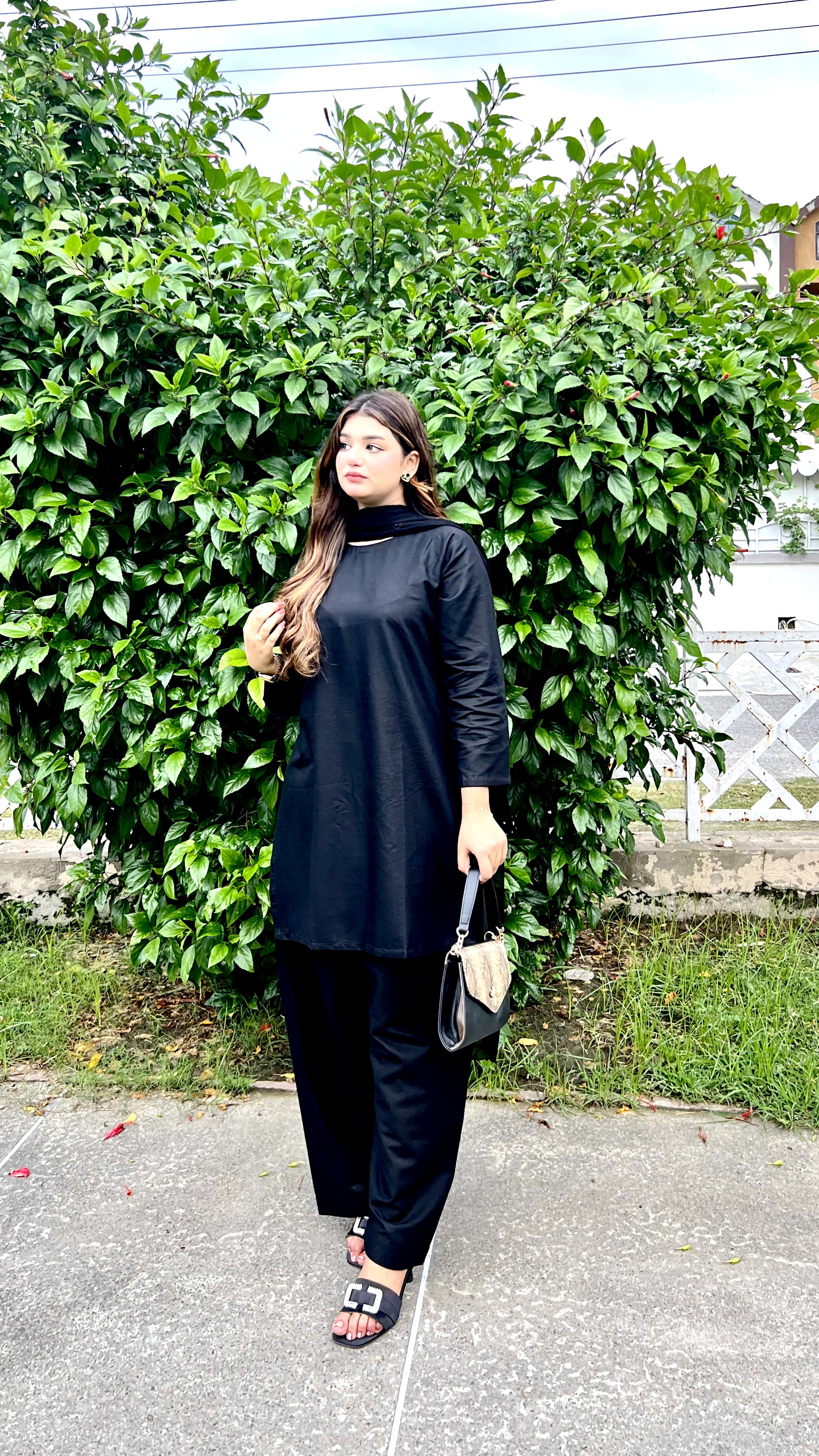 Bareeze cotton black 3pc suit