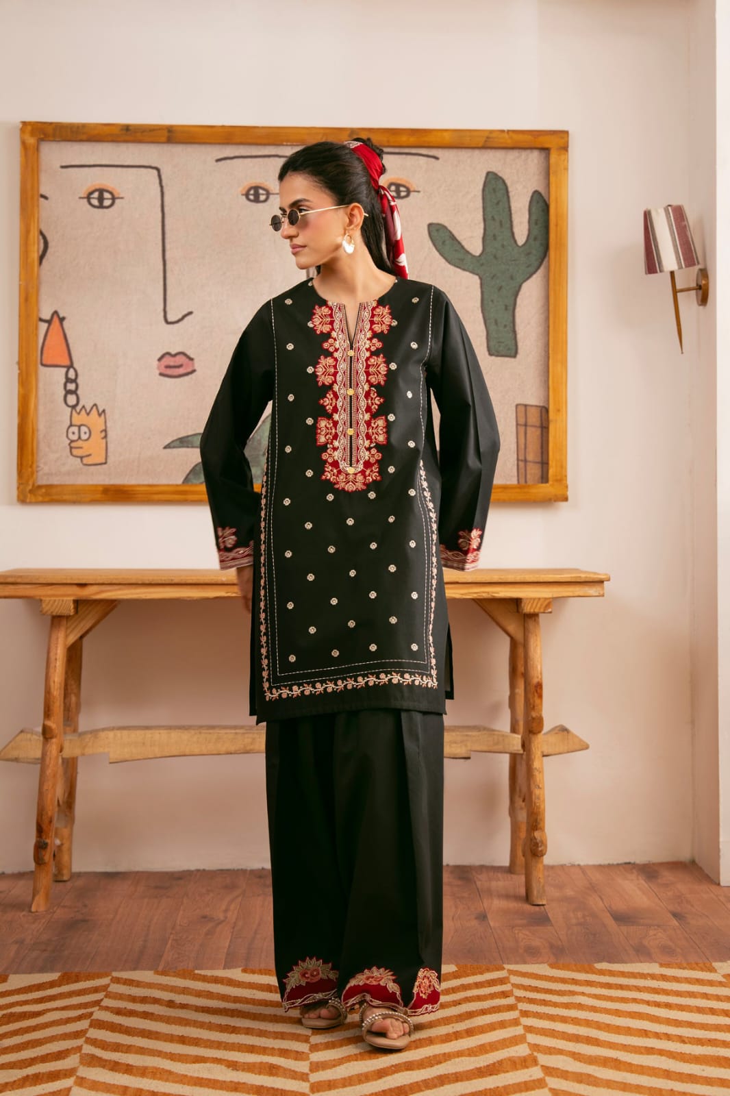 Shadow 2pc | Embroidered black winter collection 