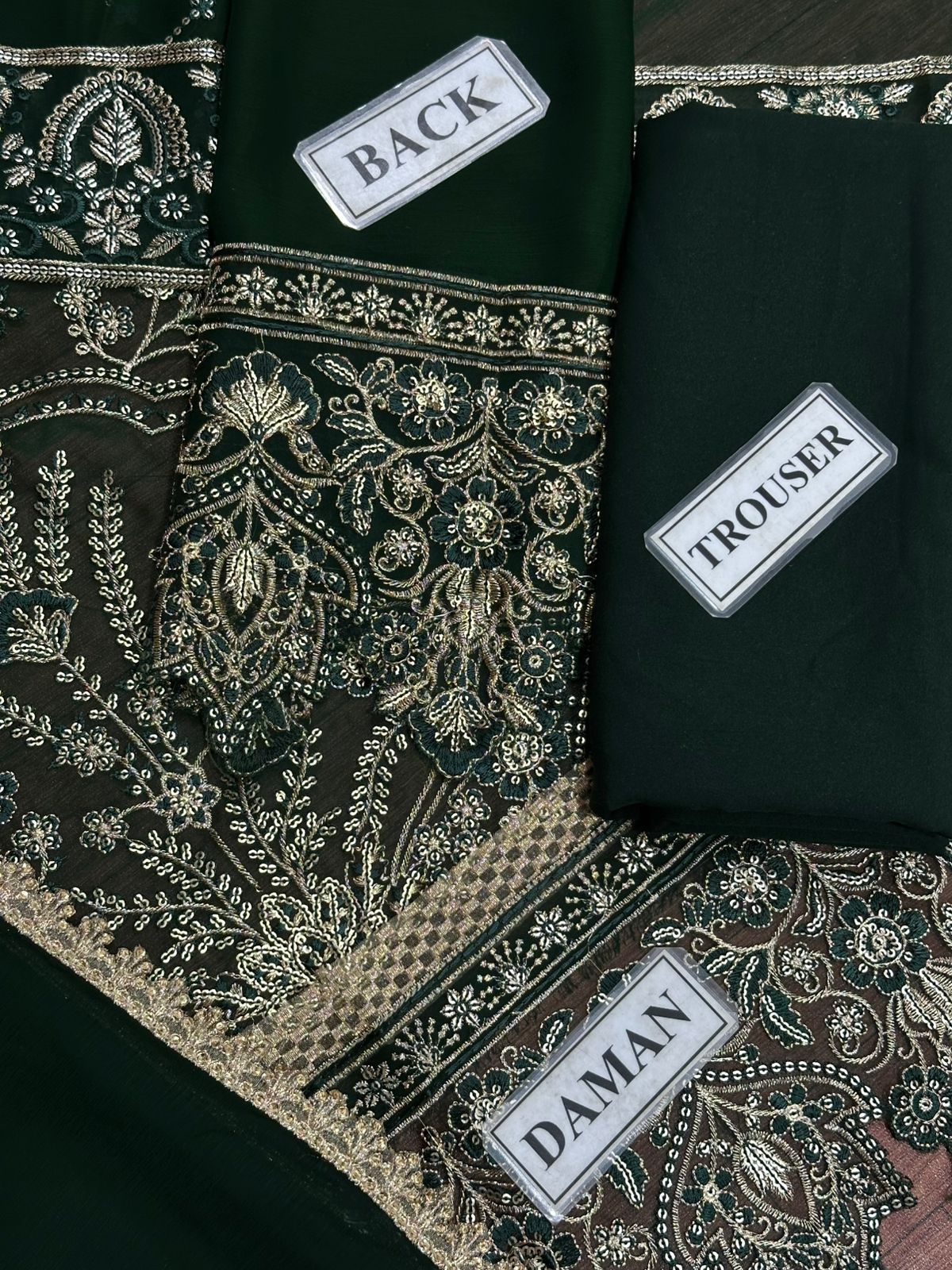 Sahane Embroidered Unstitched Suit - Dark Green