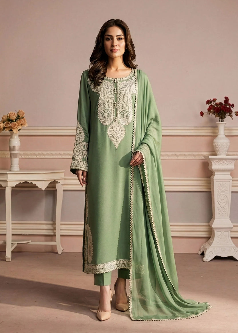 Elegant Green Embroidered Salwar Kameez