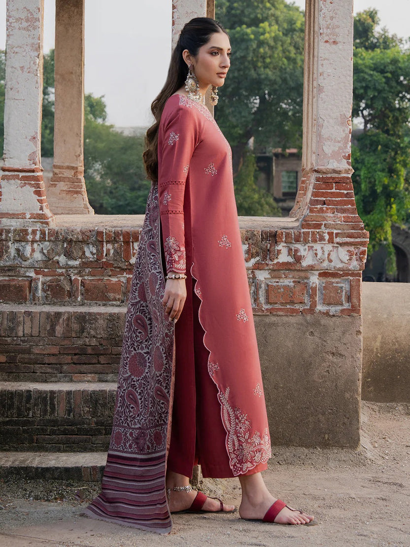 Embroidered three-piece ethnic suit