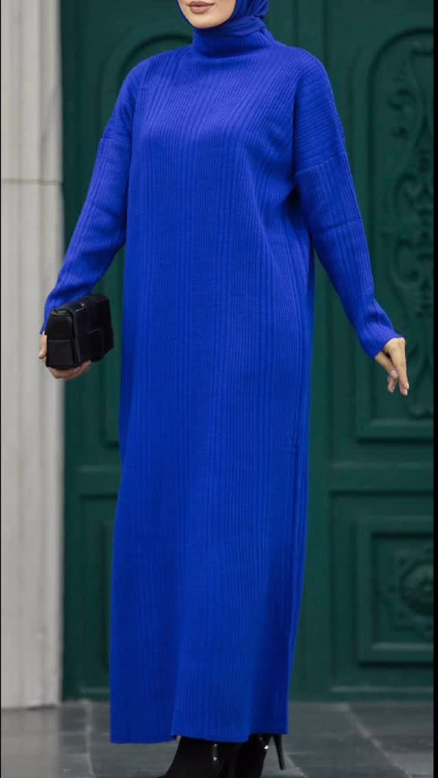 Rib Fabric Long Dress 2pc