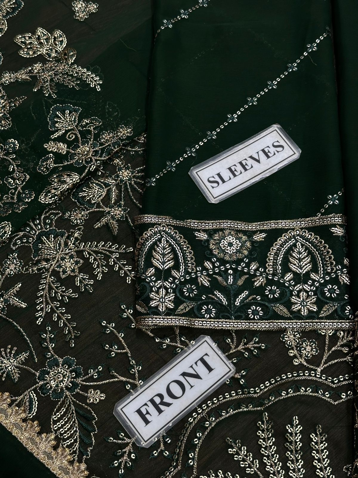 Sahane Embroidered Unstitched Suit - Dark Green