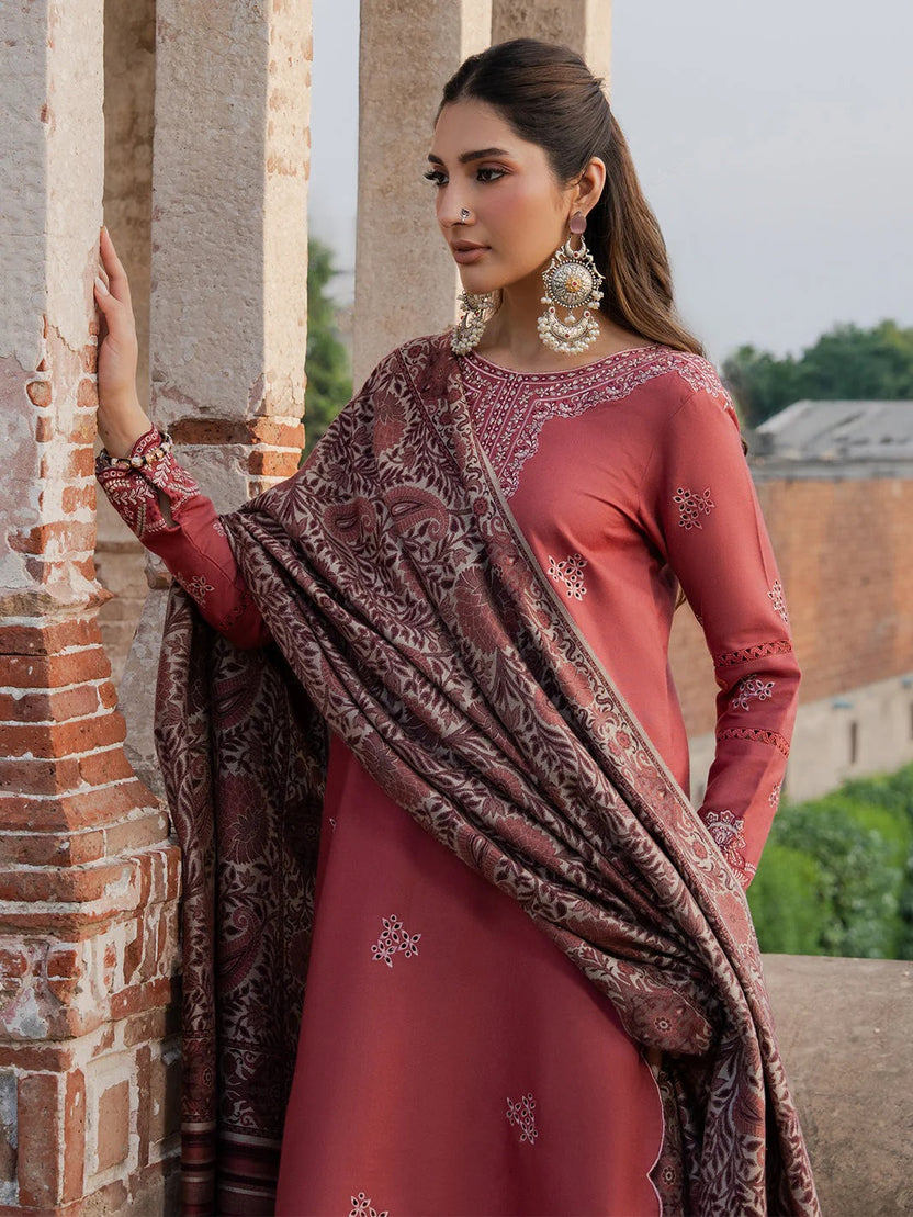 Embroidered three-piece ethnic suit