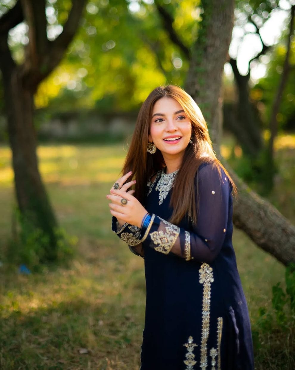 Agha jaan shefon embroided 3pc - blue 