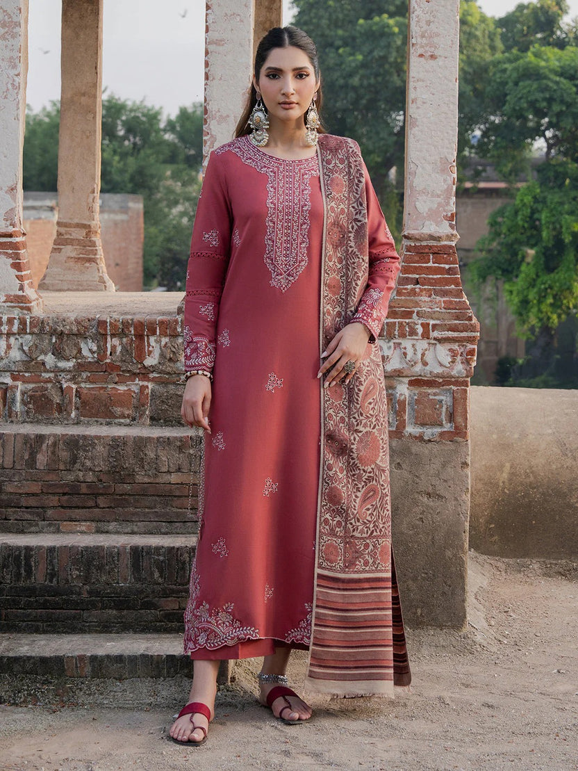 Embroidered three-piece ethnic suit