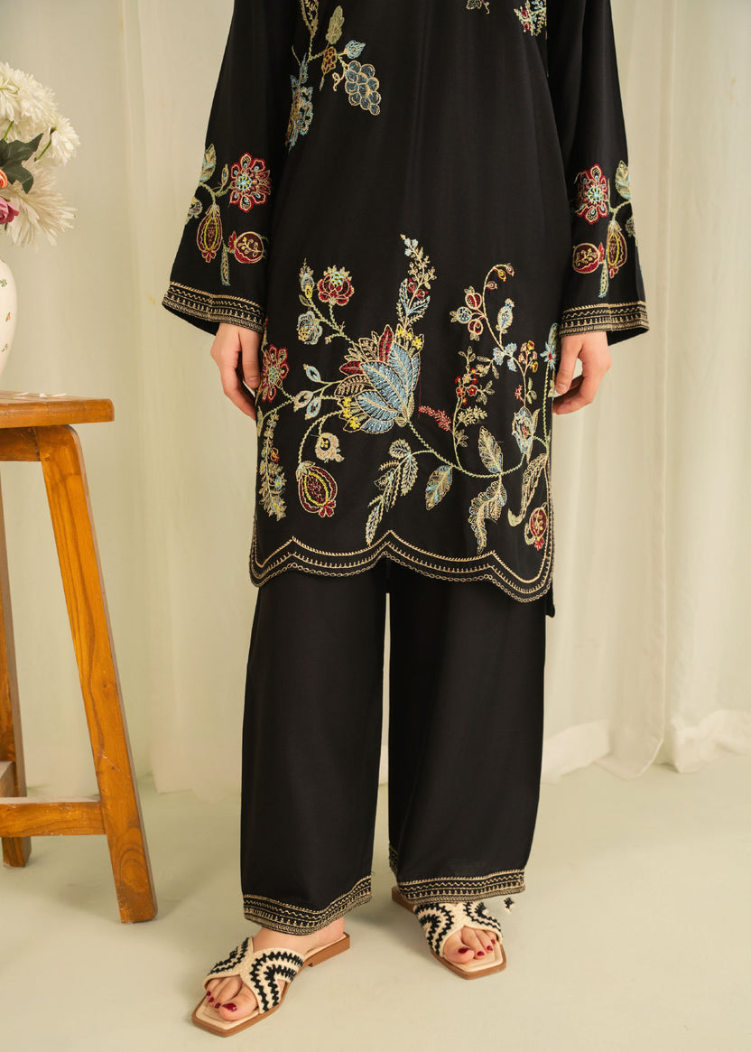 Embroidered Black Kurta Set