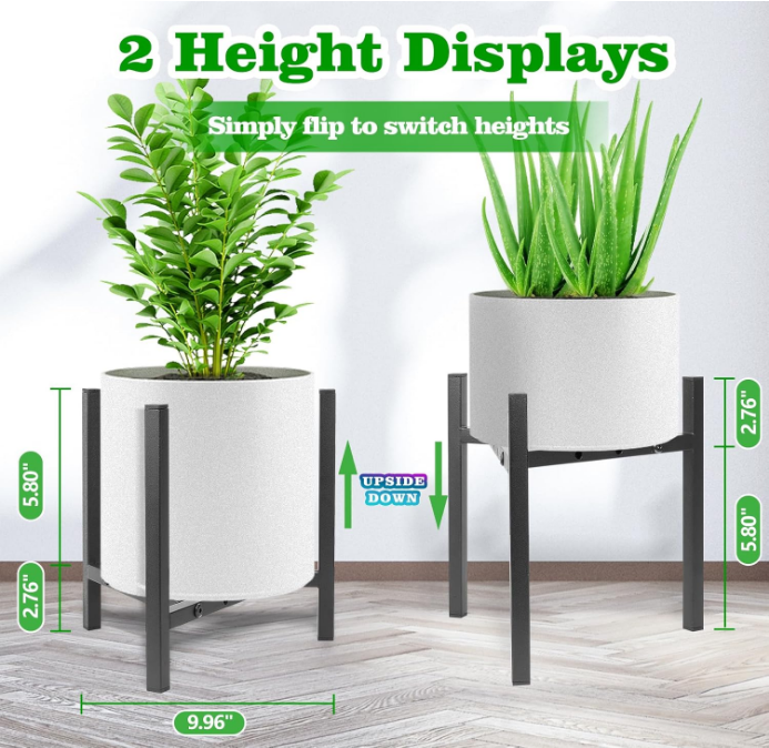 Plant Stand Indoor Adjustable, Metal Modern Plant Stand, Heavy Duty Stable Plant Pot Flower Holder Indoor Outdoor Corner, Fit 8 9 10 11 12 inch Pots, Black (Pot & Plant Not Included)